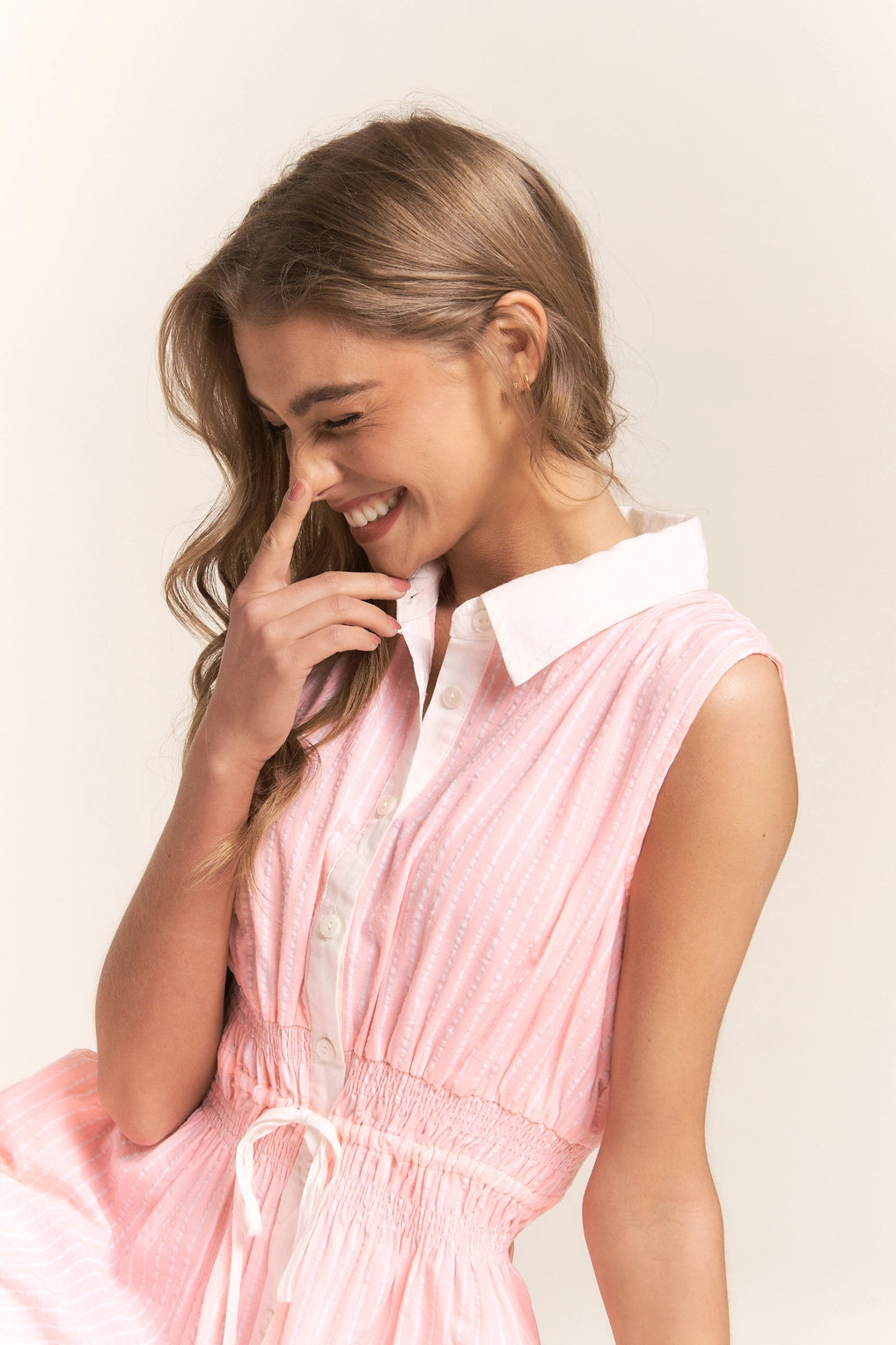 Striped Sleeveless Shirt Dress
