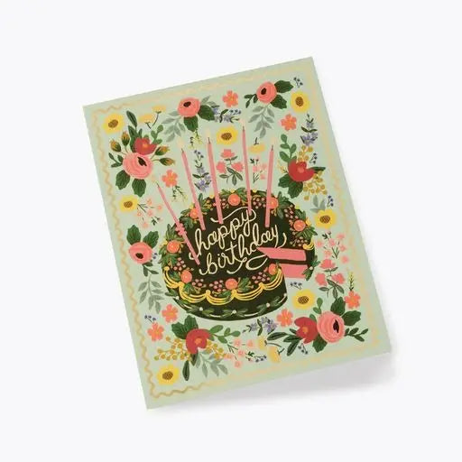 Floral Cake Birthday Card - Set of 8