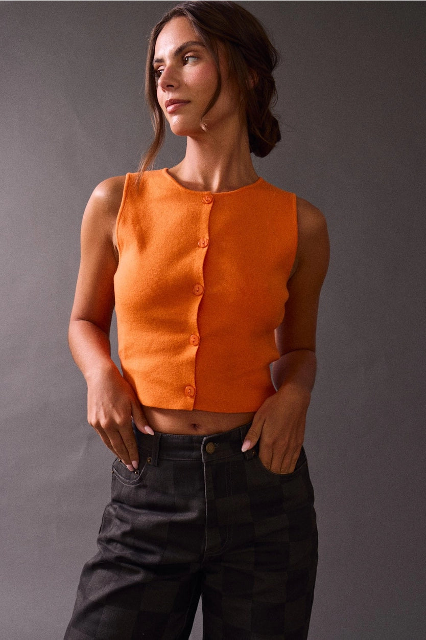 Mia Sleeveless Button-Up Top