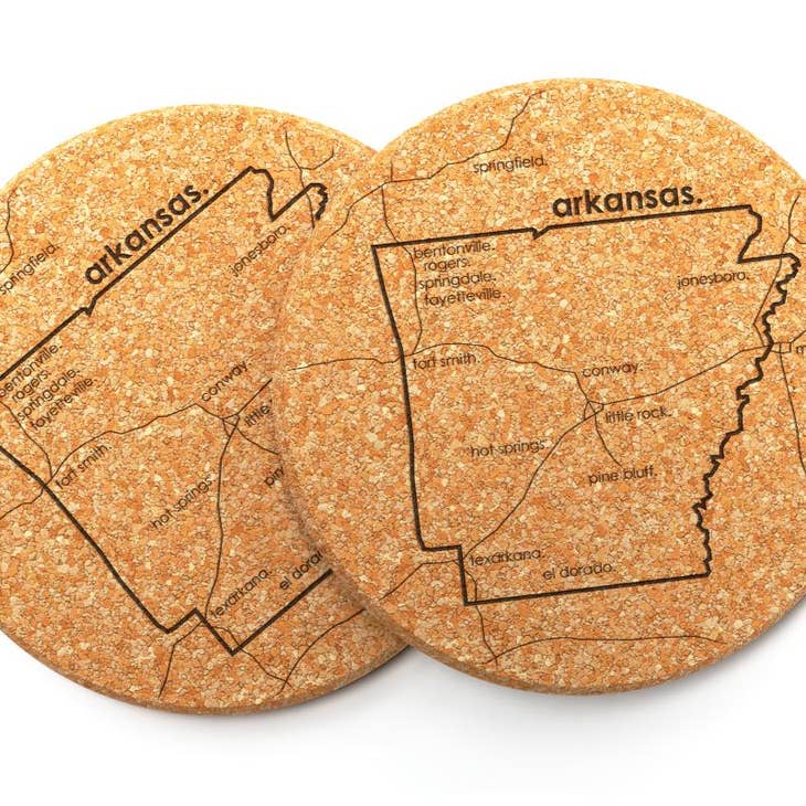 Arkansas Cork Coaster Map Set of 2