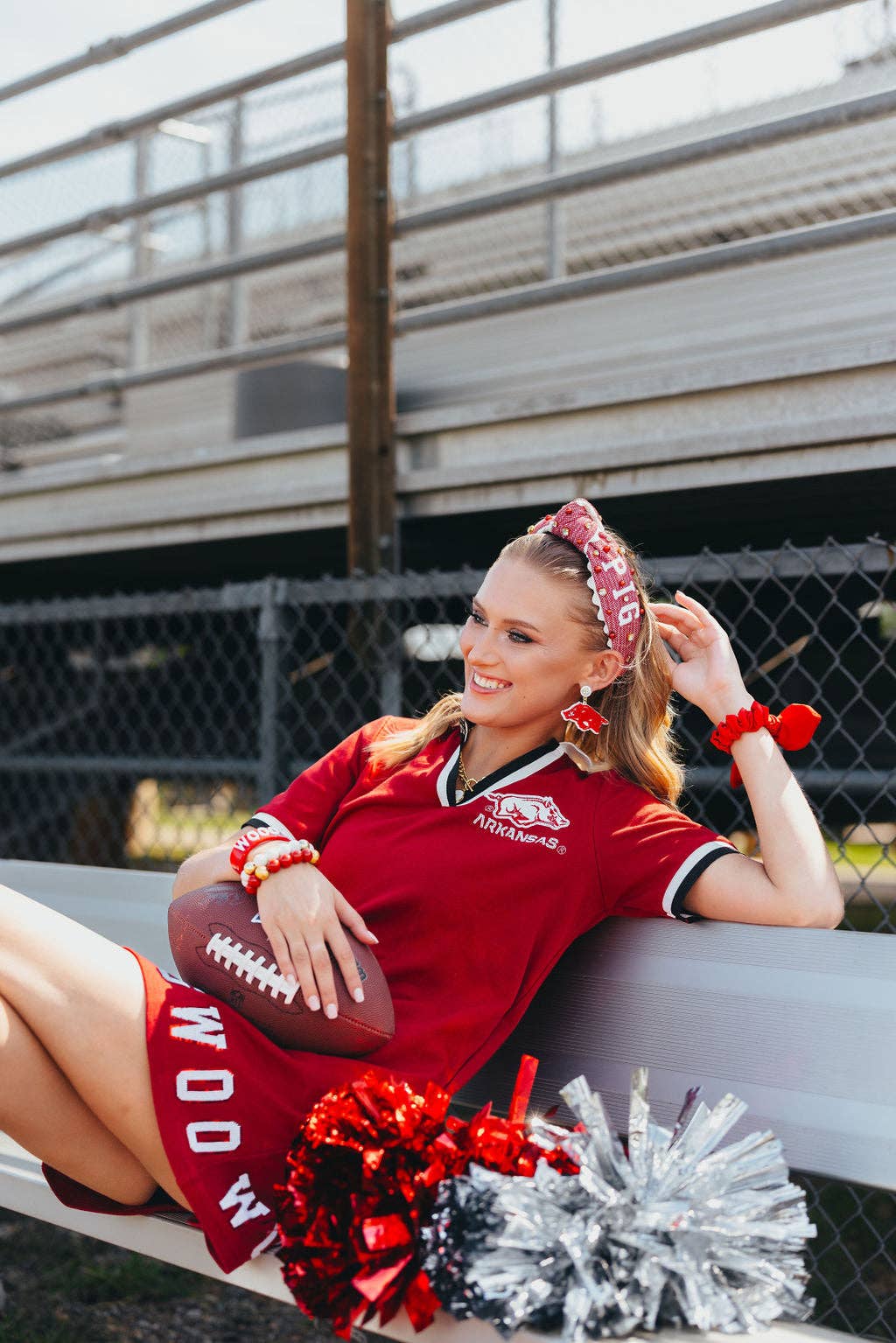 Arkansas Cardinal Red Running Razorback Earrings