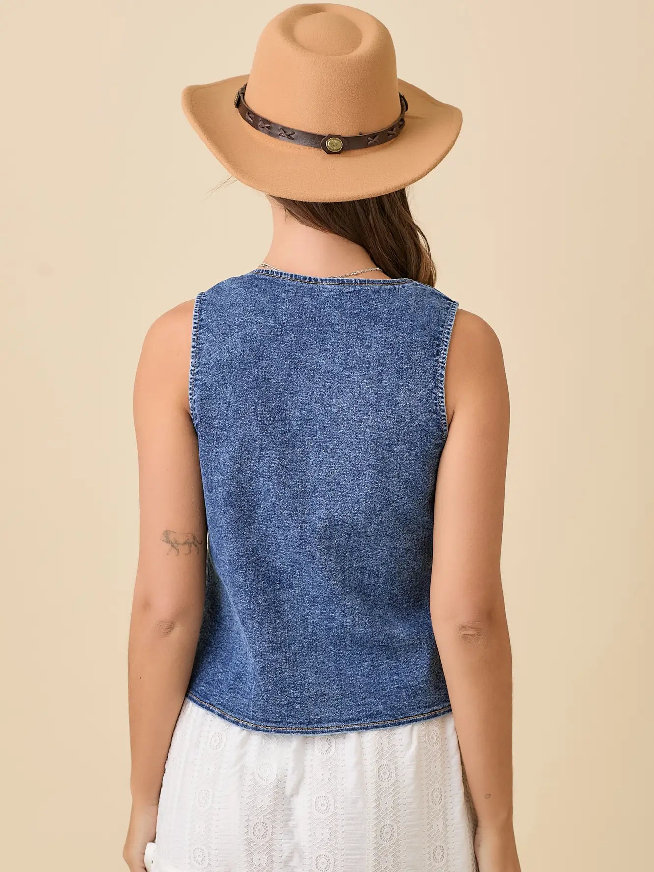 Denim Vest with Embroidery