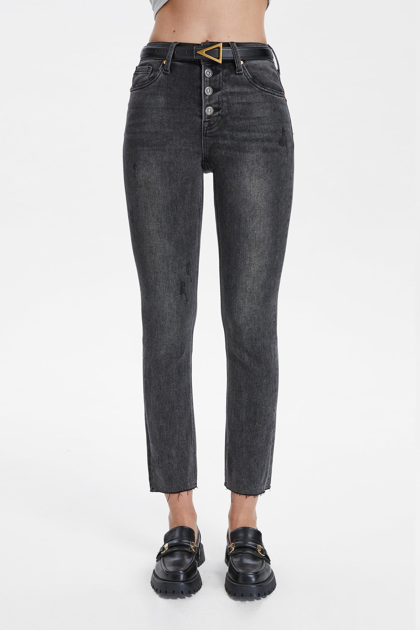 High Rise Skinny Jeans w/ Button Fly