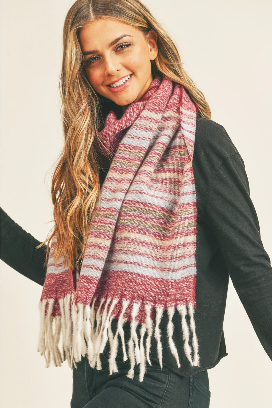 Multi Striped Oblong Scarf