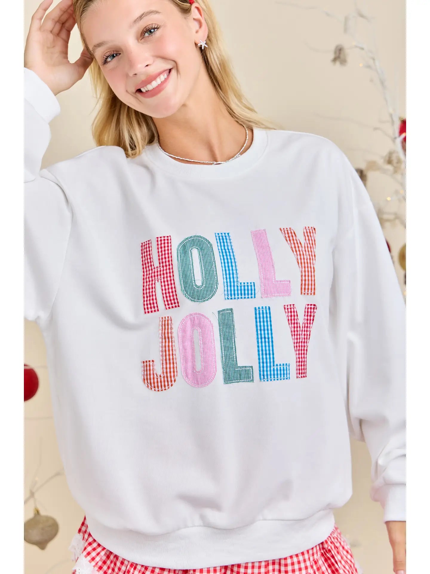 Holly Jolly Patchwork Crewneck