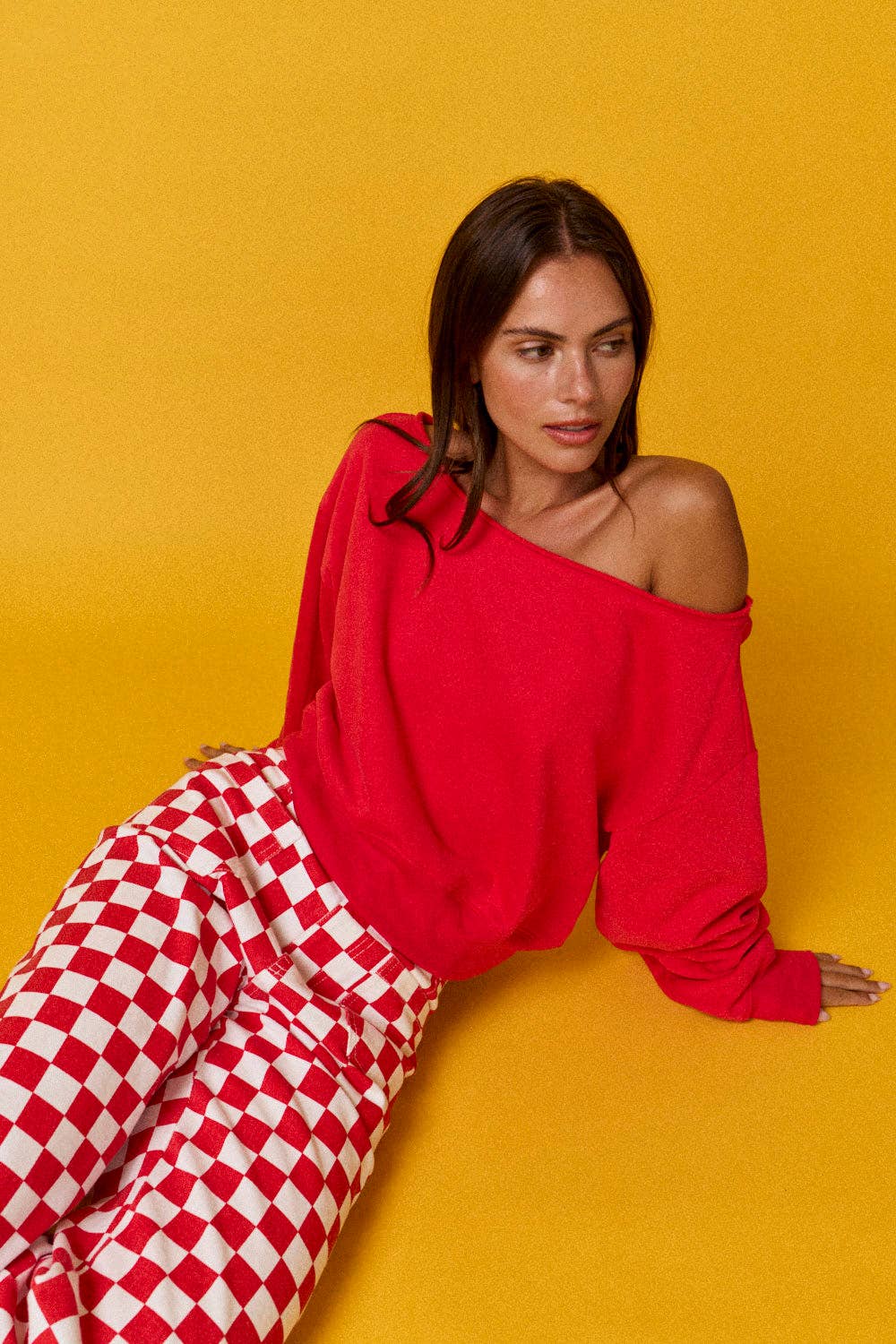 Alina Off-the-Shoulder Cropped Sweatshirt