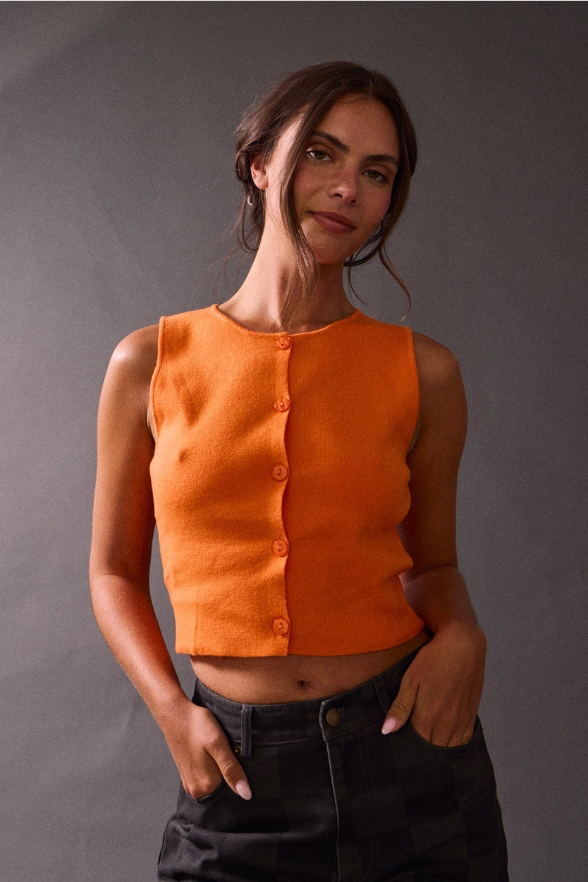 Mia Sleeveless Button-Up Top