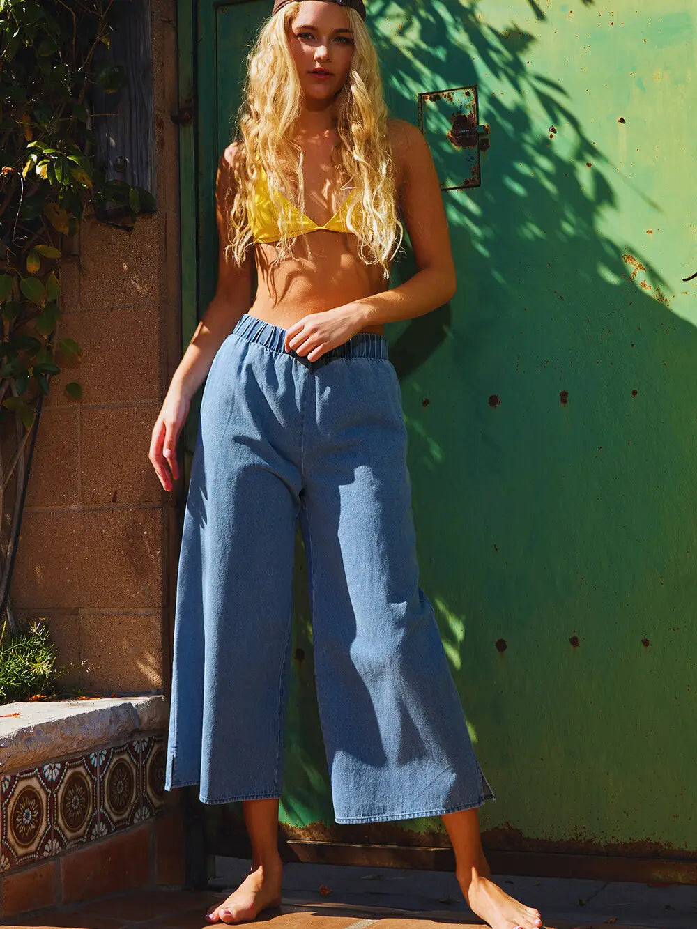 Wide Leg Denim Pants