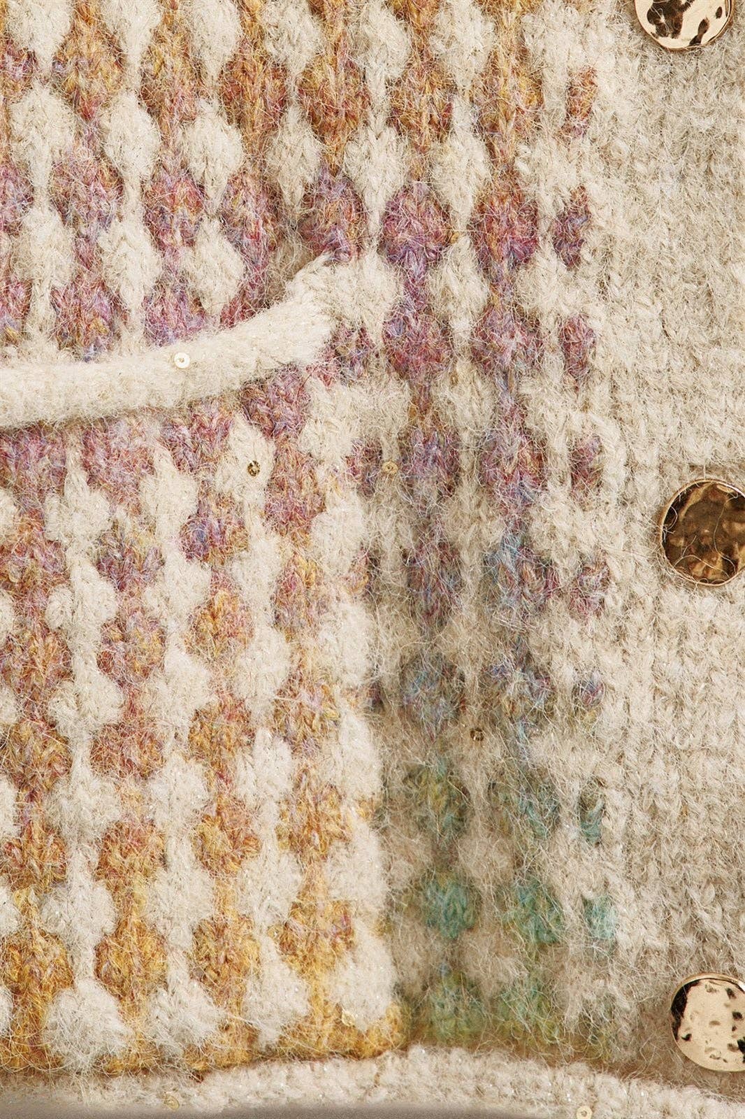 Popcorn Knit Button Front Sweater Vest