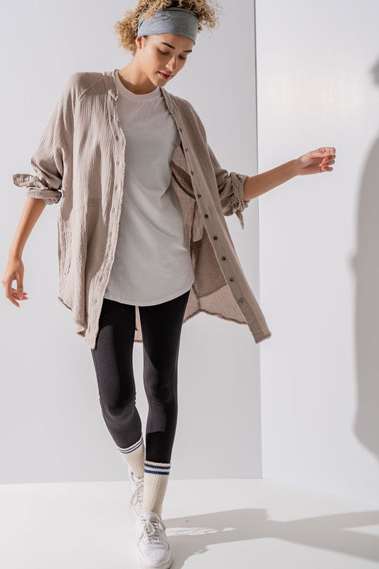 Frayed Hem Gauze Vintage Wash Shirt