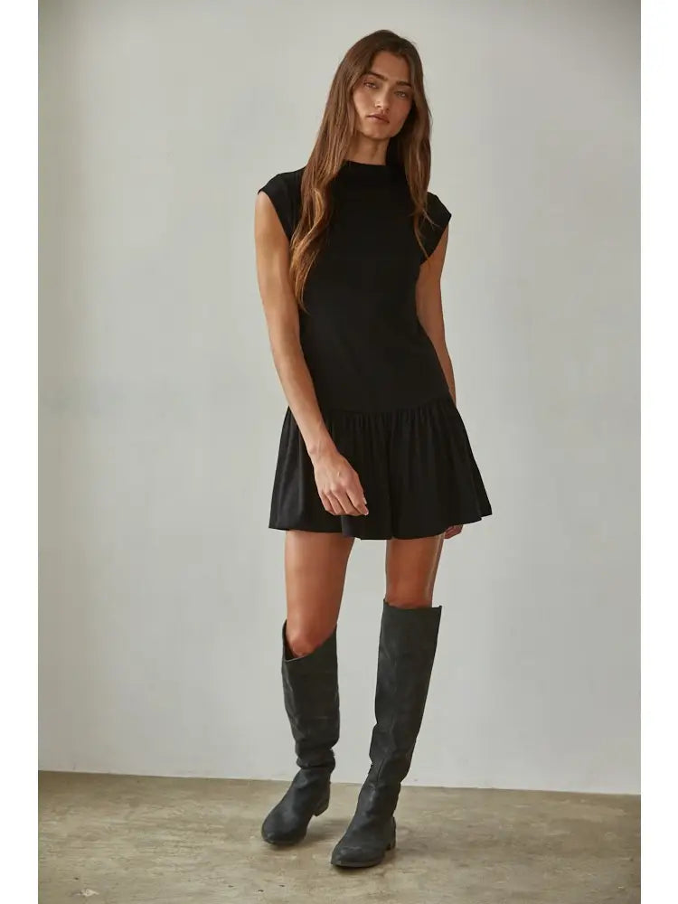 Mock Neck Mini Dress