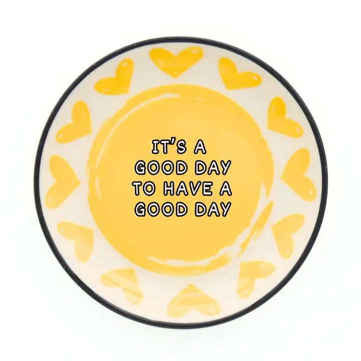 It's A Good Day Yellow Hearts Trinket Tray