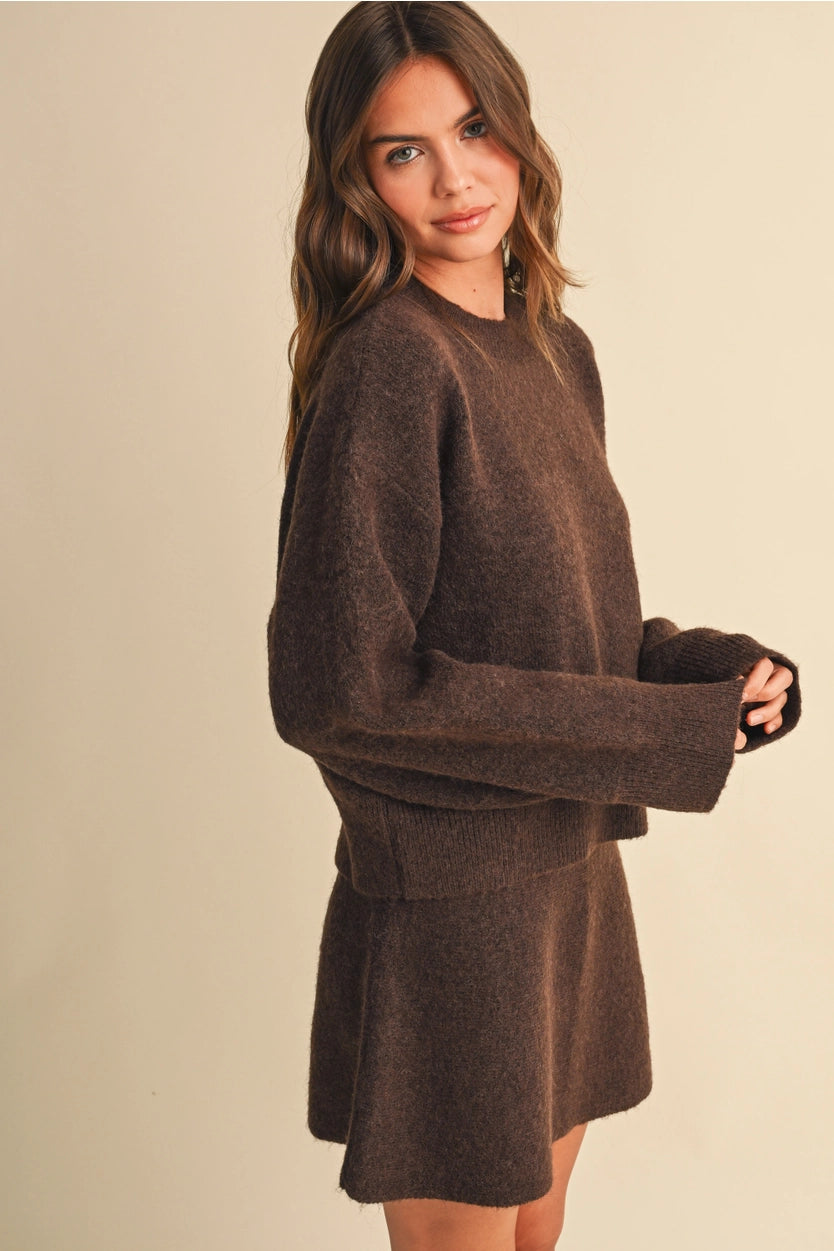 Flared Sweater Mini Skirt