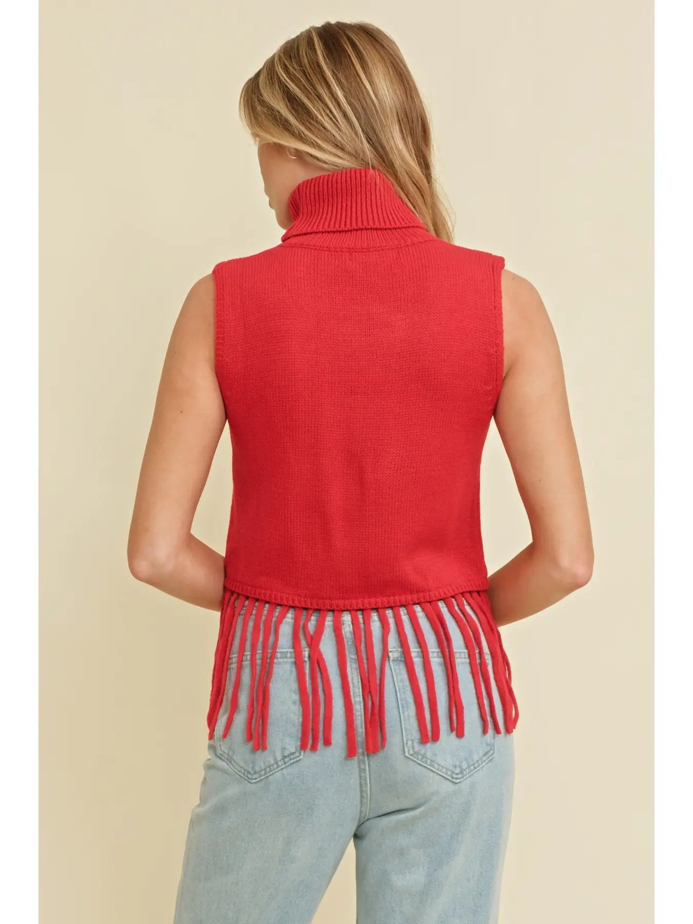 Turtle Neck Fringe Top