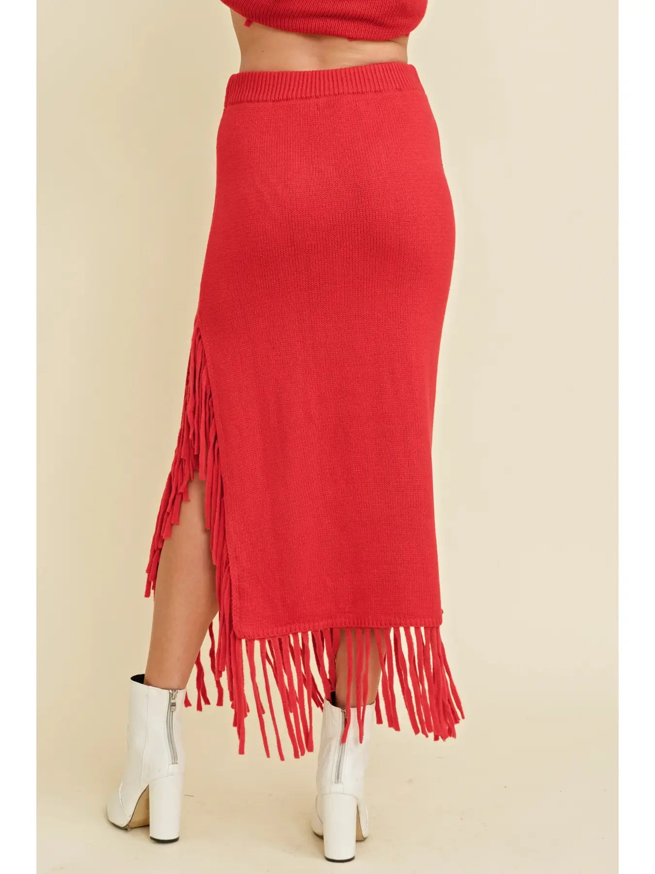 Fringe Knit Maxi Skirt