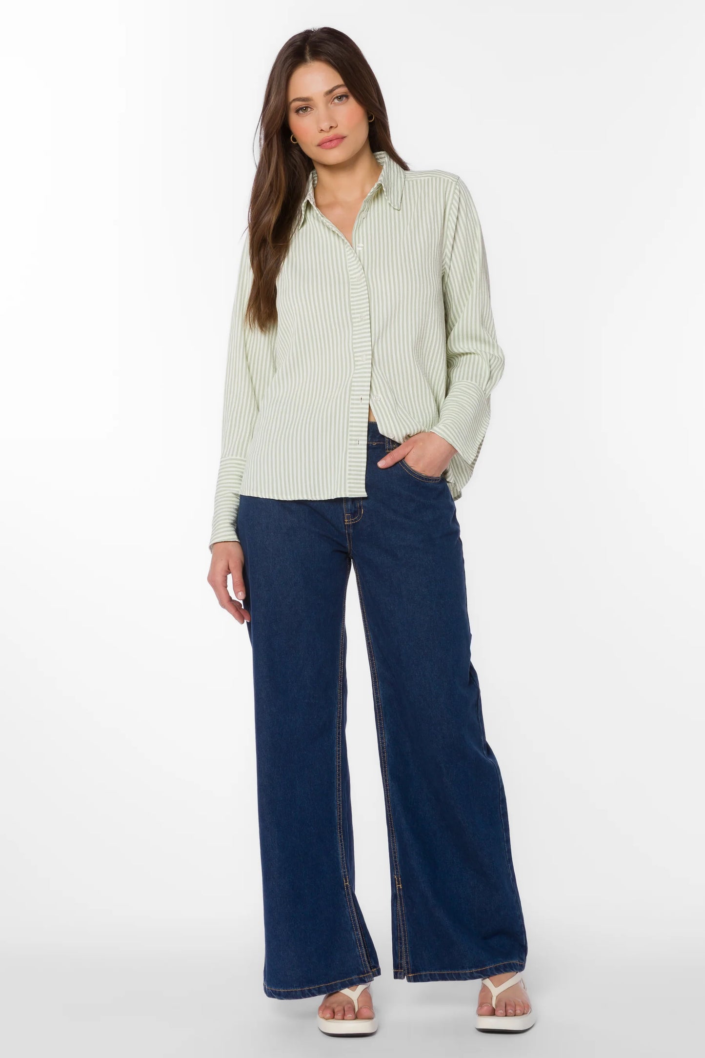 Amaya Sage Stripe Shirt