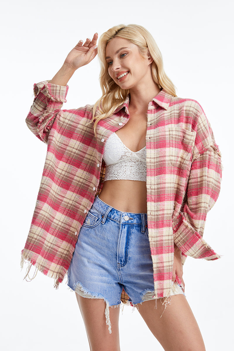 Women's Ragged Long Sleeve Loose Shirt
