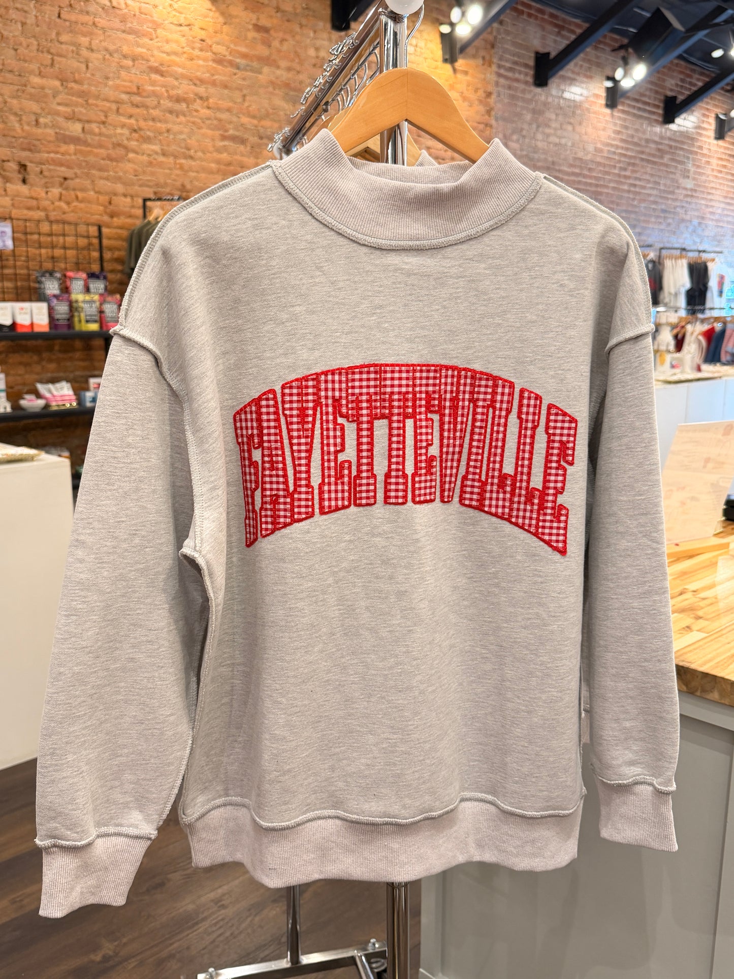 Red Gingham Fayetteville Mock-Neck