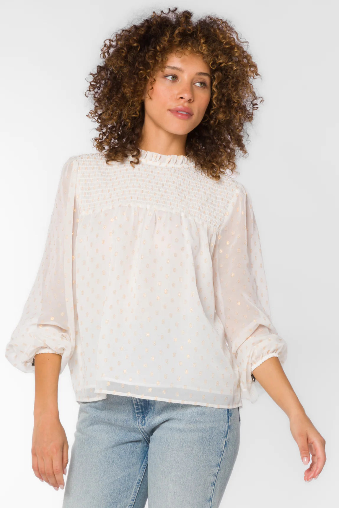Nenne Long Sleeve Gold Dot Top