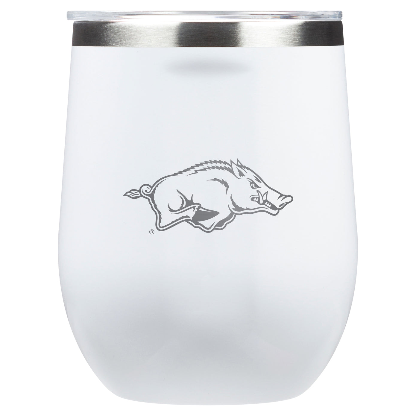 Etched Razorback Wine Glass