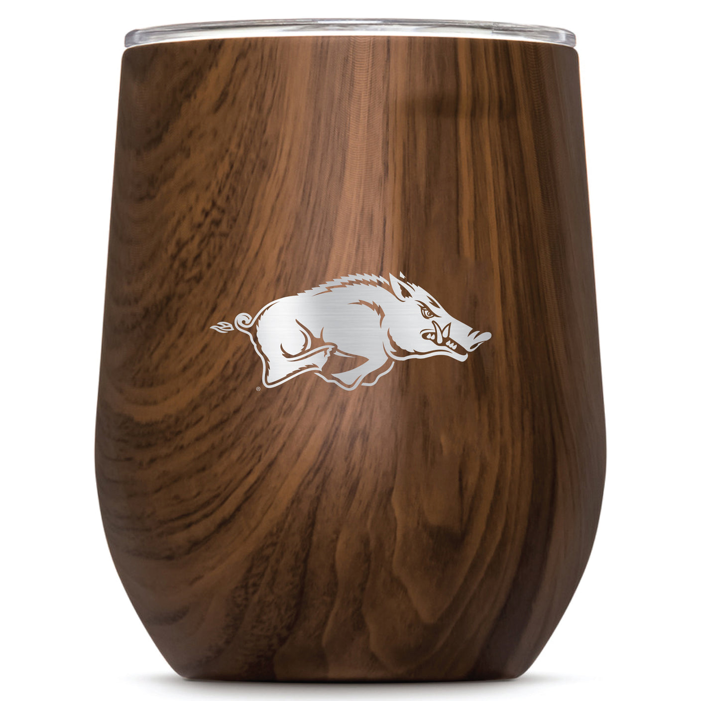 Etched Razorback Wine Glass