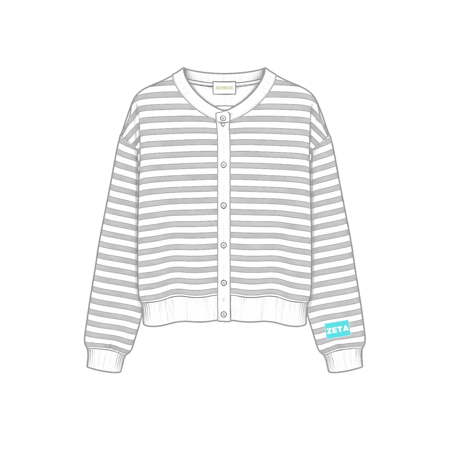 Greek Campus Stripe Oversized Cardigan