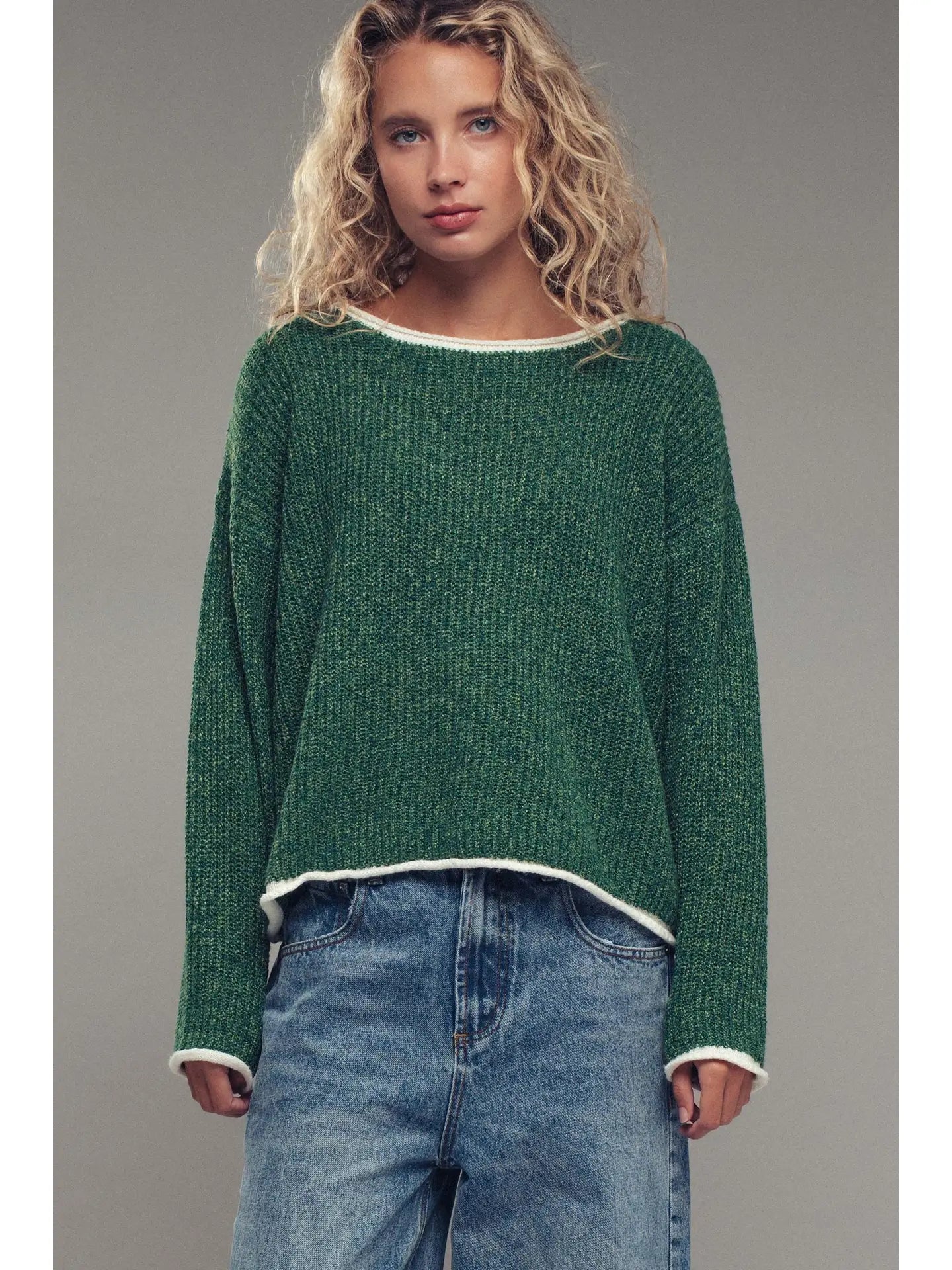 Bounded Contrast Trim Knit Sweater