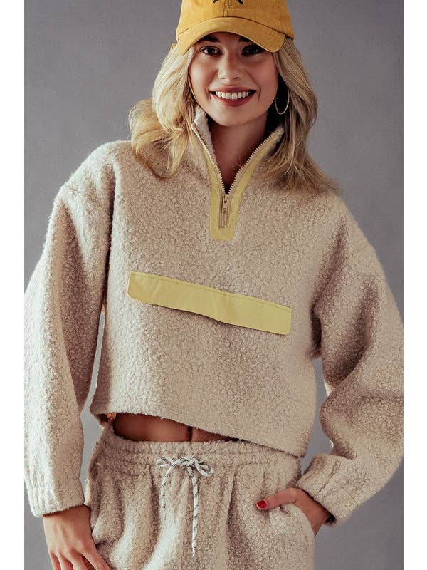 Quarter Zip Teddy Fleece Sweatshirt