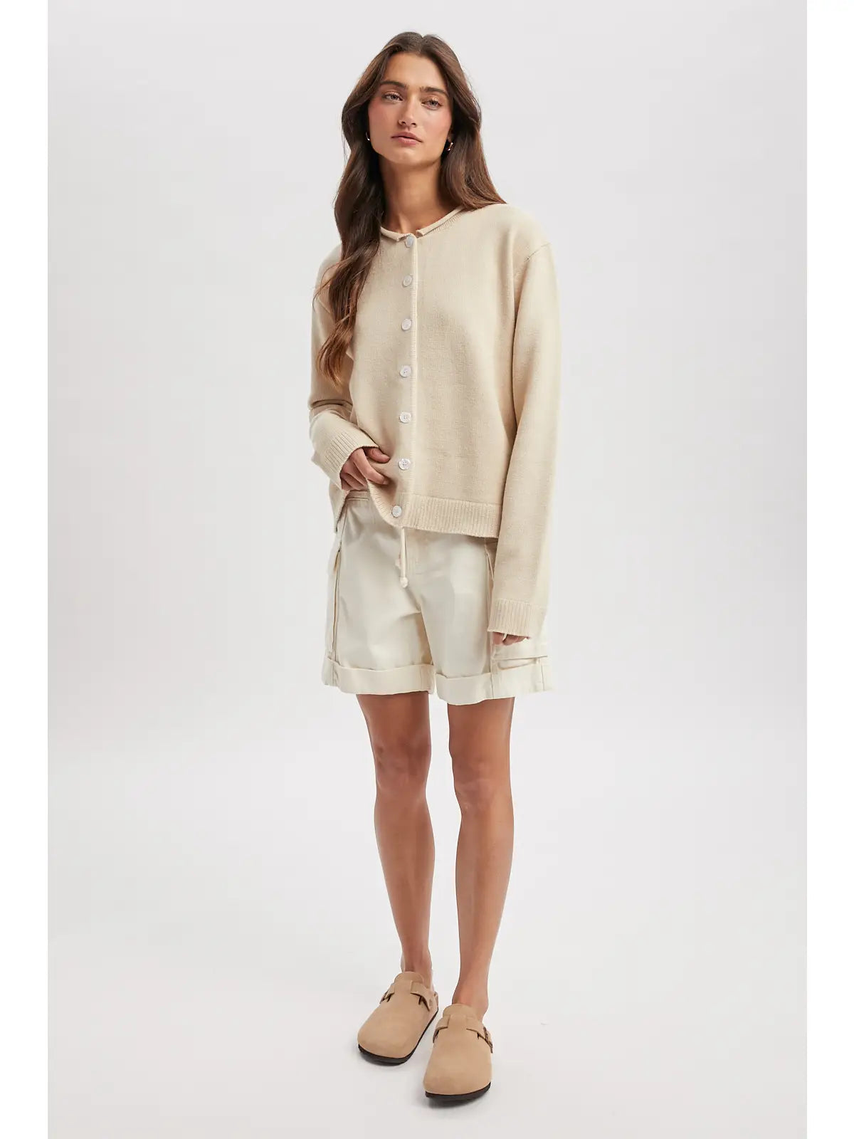 Natural Button-Up Cardigan