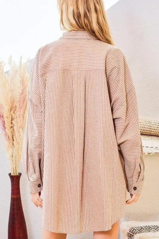 Oversize Stripe Shirt Dress
