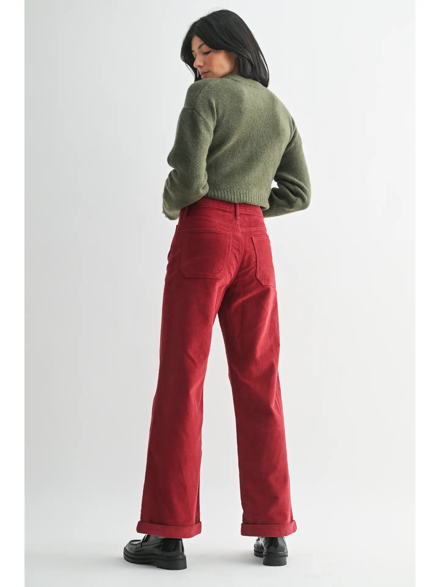 Corduroy Patch Pocket Wide Leg