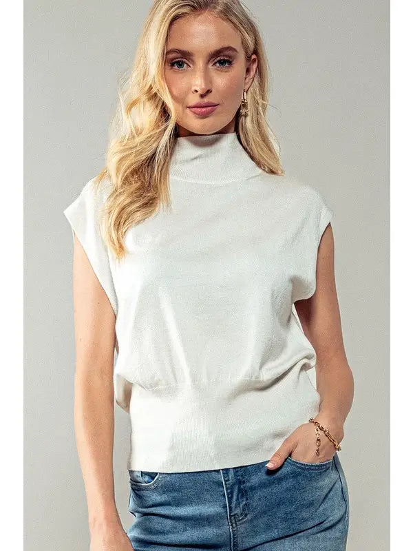 Sleeveless Mock Neck Knit Top