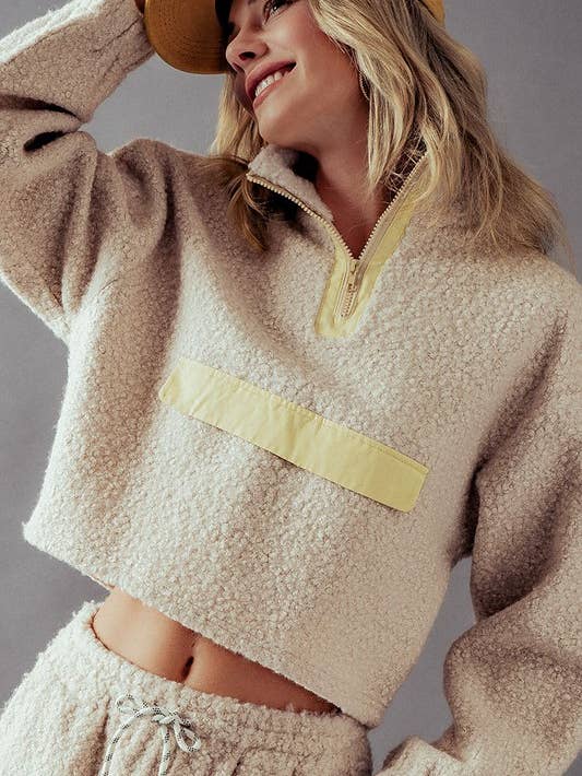Quarter Zip Teddy Fleece Sweatshirt