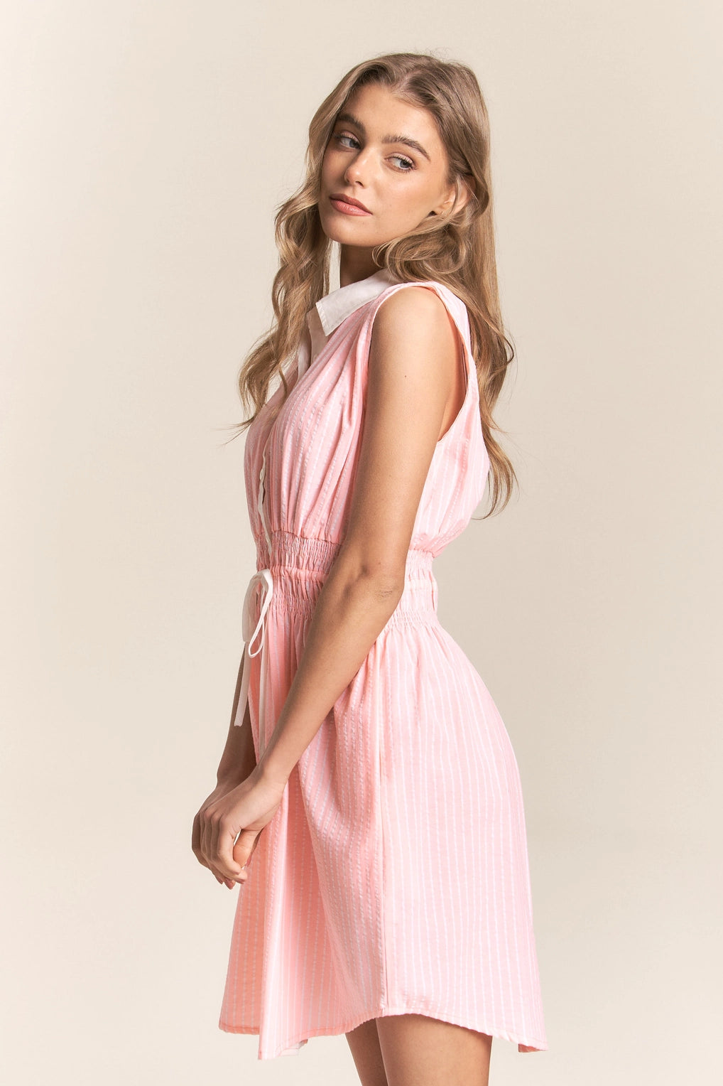 Striped Sleeveless Shirt Dress