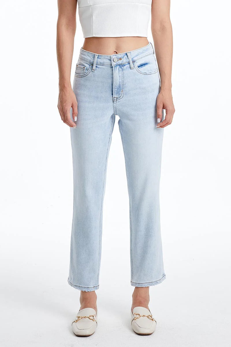 High Rise Straight Light Wash Jean