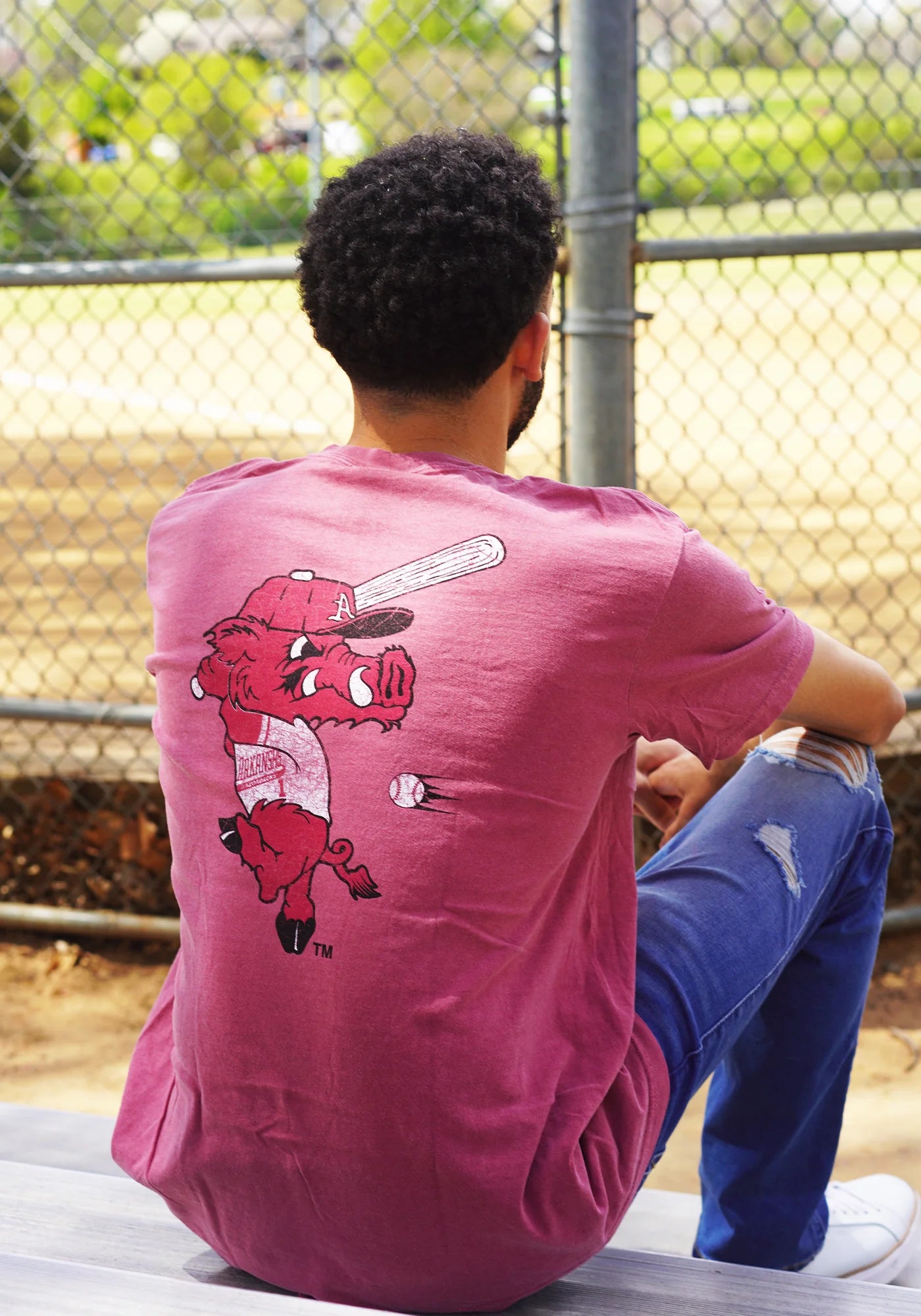 Red Batting Ribby Short Sleeve Tee