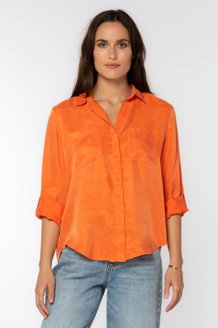 Riley Roll Tab Orange Top