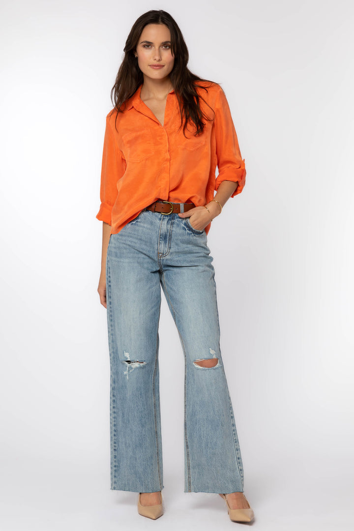 Riley Roll Tab Orange Top