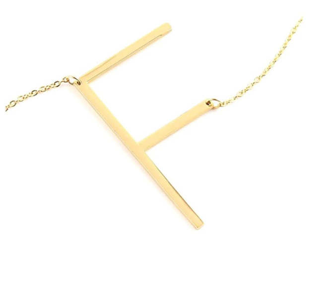 Large Gold Initial Necklace - Stainless Steel