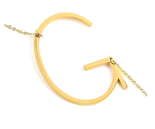 Large Gold Initial Necklace - Stainless Steel