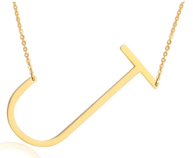 Large Gold Initial Necklace - Stainless Steel