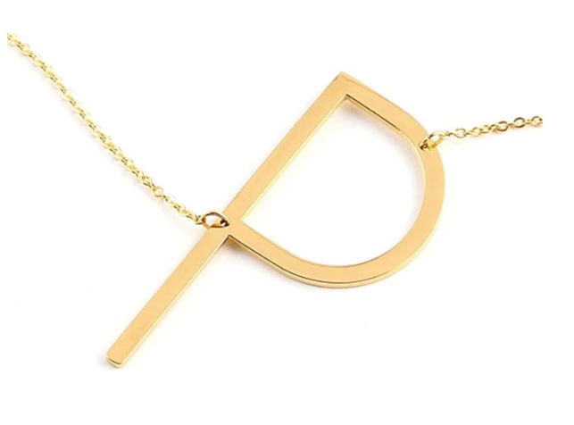 Large Gold Initial Necklace - Stainless Steel