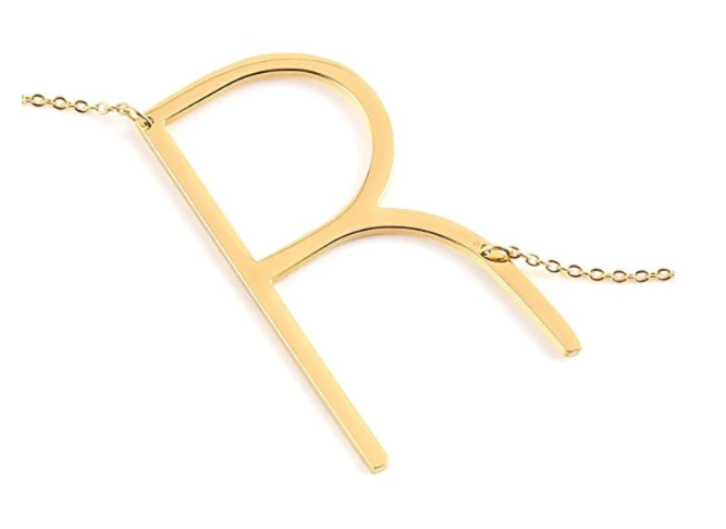 Large Gold Initial Necklace - Stainless Steel