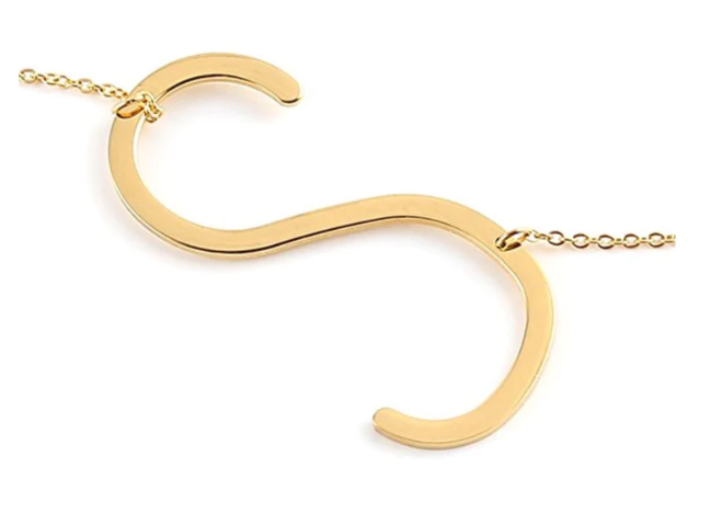 Large Gold Initial Necklace - Stainless Steel