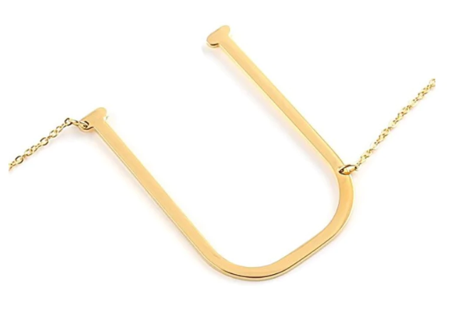 Large Gold Initial Necklace - Stainless Steel