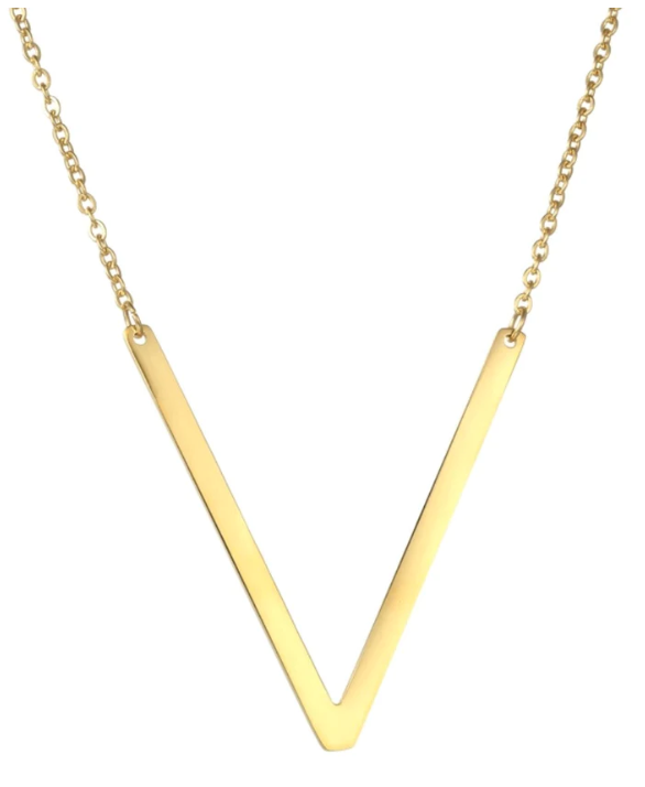 Large Gold Initial Necklace - Stainless Steel