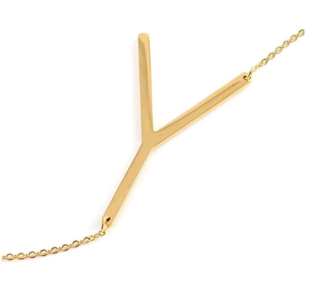 Large Gold Initial Necklace - Stainless Steel