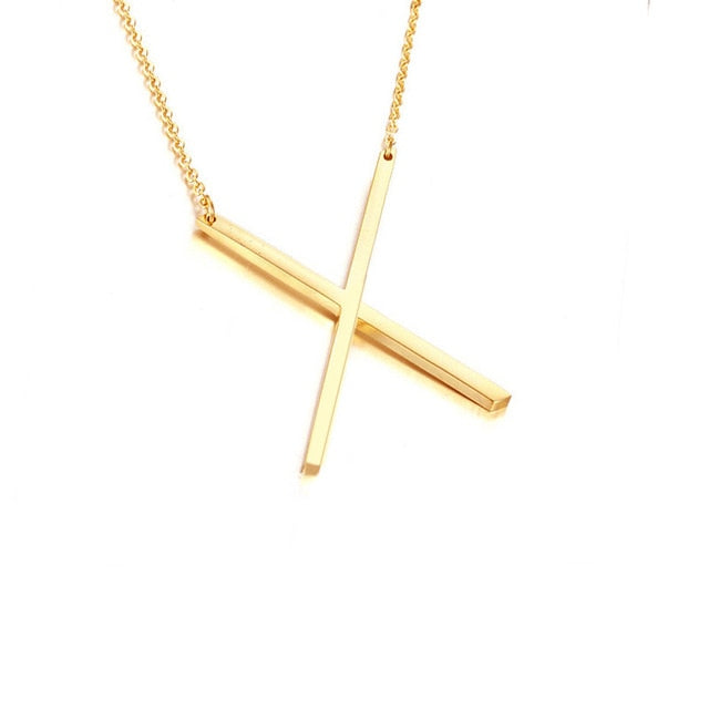 Large Gold Initial Necklace - Stainless Steel