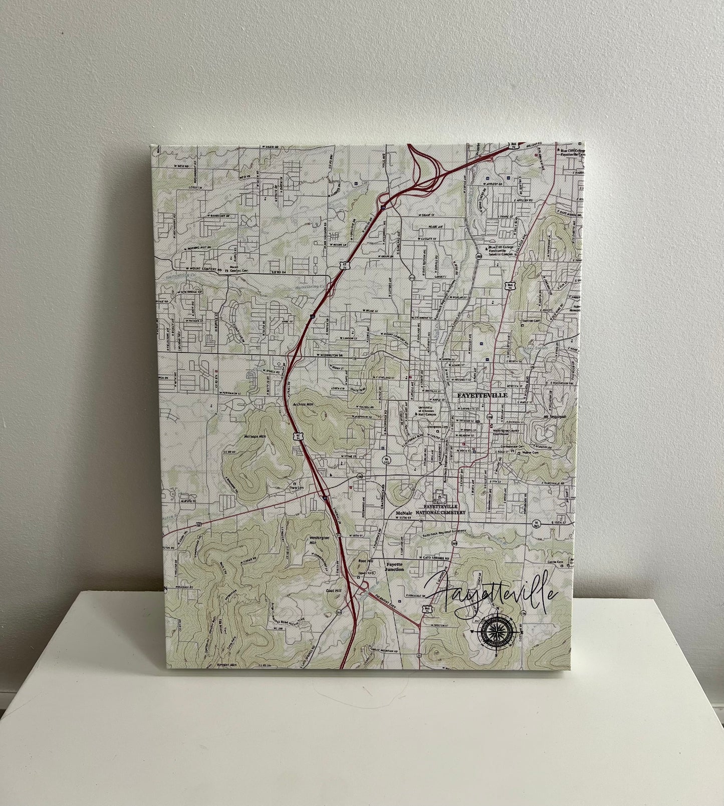 Hometown Map Fayetteville Canvas