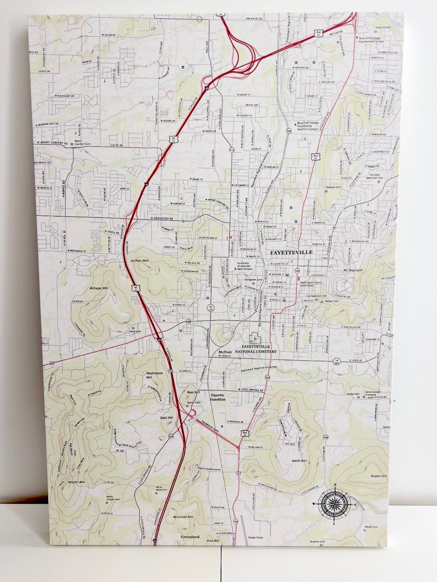 Hometown Map Fayetteville Canvas